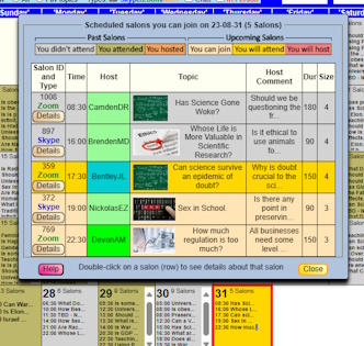 The Calendar shows upcoming salons
